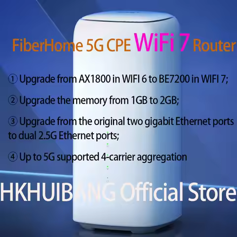 FiberHome 5G CPE Pro LG6851F WiFi 7 Router BE7200 Dual 2.5G Ethernet Ports NFC 4G LTE Cat19 Wireless