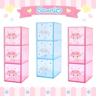 Ready stock Original Sanrio Cinnamoroll /Kuromi /My melody 3 grid desktop storage box jewels box三丽鸥横