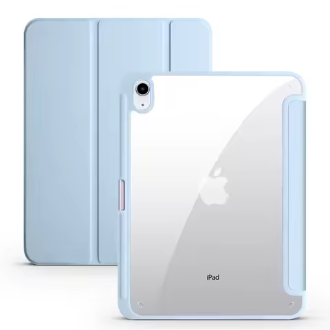 For iPad A16 11th Case with Pen Holder Trifold Acrylic Clear Back Hard Cover For iPad 10.2 9.7 Air 5