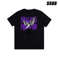Black T - shirt, fallen angel print, purple text, Gothic style, street fashion