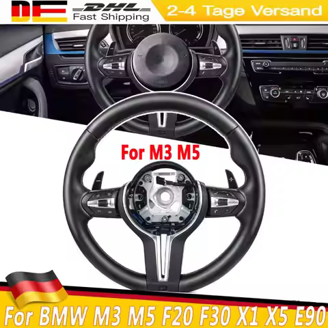 M Sport Full Leather Steering Wheel For BMW M3 M5 F30 F33 F15 F16 F20 F21 F25 F26 F11 F12 F13 X1 X2 