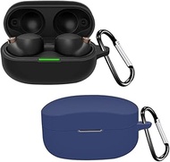 Cover Case for Sony WF-1000XM4 Earbud, Soft Silicon Colorful Sony WF-1000XM4 Case Wireless Earbuds Protective Cover with Keychain [2 Pack] (Black + Blue)