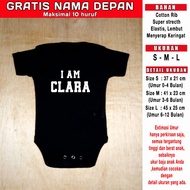 jumper bayi i am gratis nama depan romper bayi karakter lucu custom - hitam m