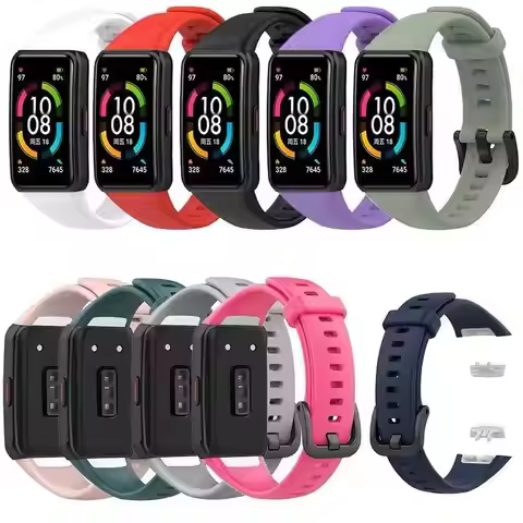 Silicone Strap For Huawei Band 6/Honor Band 6 Original Replacement Smart Bracelet Wristband Belt For