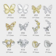 Metal Butterfly Nail Charms 3D Rhinestones Nail Art Accessories