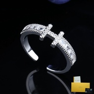 [with Gra Certificate] Fashion H Ring Elegant Full Diamond H Letters Ring Simple Temperament Women's