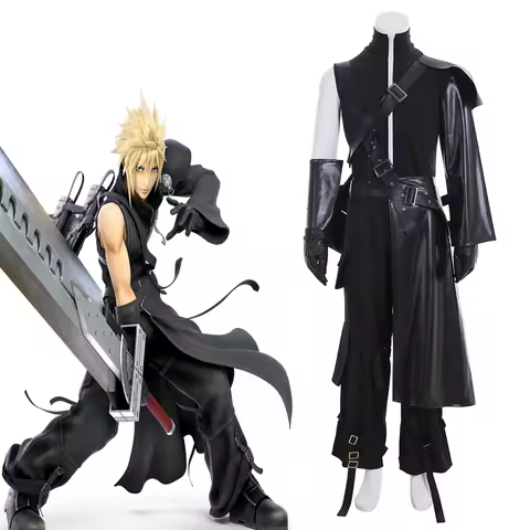 Cloud Strife Cosplay FFVII Game Costume Adult Men Black Uniform Full Set Halloween Carnival Party FF