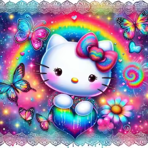 Hello Kitty Diamond Painting Kits Photo Art 5d Diy Full Drills Mosaic Cross Stitch Embroidery Home D