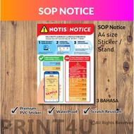 PRINT4U SOP NOTICE | HIGH RISK & VACCINATION | VAKSINASI LENGKAP STICKER