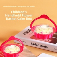 Retro Childhood Memory Pink Old Style Cream Cake Box Children Handheld Small Flower Basket Cake Box 