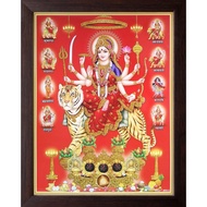 Super Synthetic Poster Religious Goddess Durga Ambe Sherawali Maa with his 9 Form Wall Painting Brow