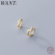 WANTME New Arrival Mini Small Lightning Minimalism Genuine 100 925 Sterling Silver Stud Earrings for Fashion Women Student Gift