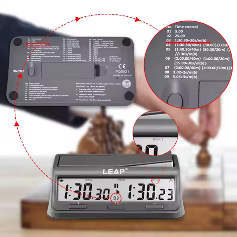 LEAP PQ9921 Chess Clock Digital Chess Timer for Board Games Timer 37 Preset Programme Countdown Bonu