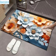 LACYES Bathroom Floor Mats, 3D Diatom Mud Door Floor Mats, Home Decor Floral Pattern Non Slip Foldable Draining Pad Kitchen