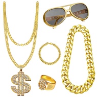 Dollar Chain Necklace Glasses Ring Bracelet Set Hip-Hop Exaggerated Punk Alloy Necklace Exaggerated 