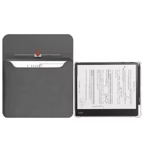 2-IN-1 For Kobo Elipsa 2E Clear Pencil Holder TPU Airbags Shockproof Cover Case + Sleeve Pouch