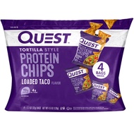 Quest Tortilla Style Protein Chips, Loaded Taco Flavor, Baked, Low Carb, 4 Count