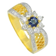 Parichat Jewelry แหวนทองคำแท้18K หรือทอง 90 ประดับพลอยแซฟไฟร์แท้สีน้ำเงิน 0.35 กะรัต และเพชรเบลเยี่ยมน้ำ 98 ขนาดไซส์ 6.5