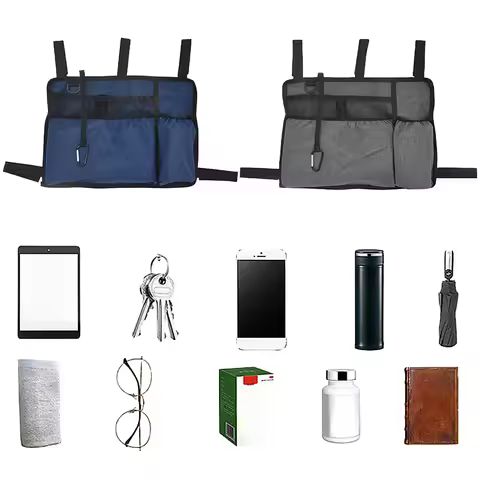 Walker Bag with Cup Holder Wheelchair Side Bag Waterproof Armrest Side Storage Bag for Adult Folding