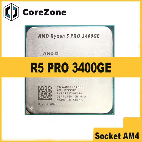 Ryzen 5 PRO 3400GE R5 PRO 3400GE 3.3 GHz Used Quad-Core Eight-Thread 35W CPU YD340BC6M4MFH Socket AM