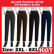 KGT BAMBOO SLACK LADIES PLUS SIZE 3-8XL LONG PANTS PLAIN COLOR BUTTON DESIGN 218 SOFT BAMBOO SLACK S