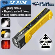 LUMINOUS ART Smiling shark GZ5106 LED Torch Light 7Mode Type-c Rechargeable Magnet Work Torch Light 