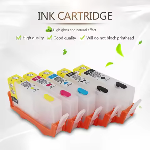 5PCS Refillable Cartridge for HP564 Ink Cartridge with Chip for HP 564 PhotosmartPlus B209a B210a 35