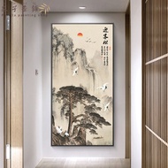 Welcome Pine Ink Landscape Poster Printing Canvas Vertical Version Entrance Mural Decoration Paintin