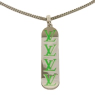 二手LOUIS VUITTON吊墜，滑板造型，LV標誌，22SS，Virgil Abloh設計，琺瑯材質，銀鍊（60厘米可調節），綠色Monogram項鍊，MP3277