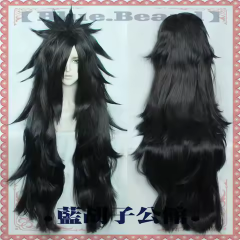 Anime Game Uchiha Madara Cosplay Wig Black Long Heat Resistant Synthetic Hair + Wig Cap