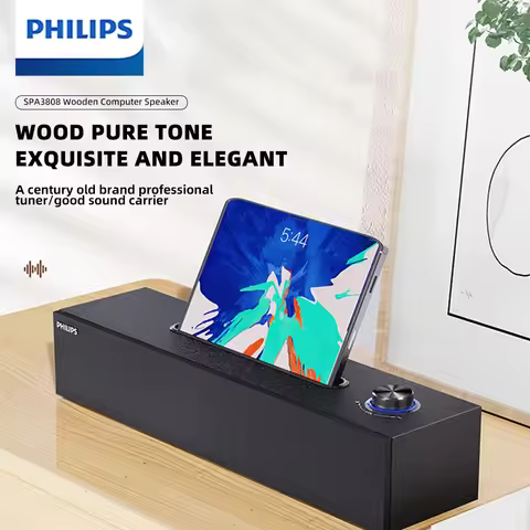 Philips SPA 3808 SoundBar Features a Simple Wood Grain Design HIFI Sound Quality 3D Audio Effect And