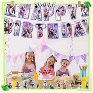 SIMPLESHOP Demon Hunter Party Decoration, Cake Top Banner Backdrop Huntrix Kpop Party Cutlery Set, K