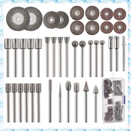 [R Q M U] 43Pcs Stone Carving Set,26  Burr Bits, 10 Impeller,4  Cutting Wheel,3 Metal Mandrel,Polish