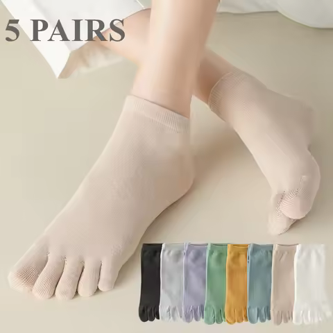 5 Pairs Women Five Finger Socks Toe Socks with Separate Fingers High Quality Cotton Women Ankle Sock