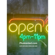Open Led Neon Light with door opening time (designed upon request) - Open Led Neon Sign, Decorative 