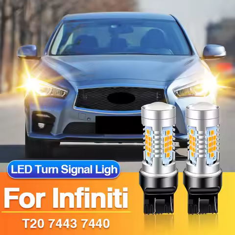 2PCS T20 7443 LED Turn Signal Light 7440 W21W Yellow Blub for Infiniti G35/M35/M35H/M37/M56/Q60/Q45/