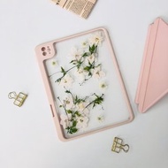 白花綠枝手作押花iPad殼 iPad Air 11寸13寸 iPad Pro11寸13寸