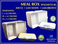Spaghetti JR 400cc Laminated White / Laminated Brown ( 50 pcs. Per Pack ) Meal / Lunch Box