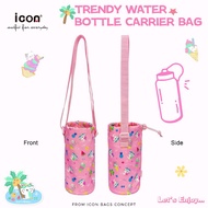 Icon "Let's Enjoy Kitty" Water Bottle Sling Carrier in adjustable shoulder strap water bottle bag