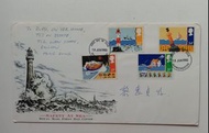 英國1985年［海洋安全］郵票首日封一個，封身有微黃