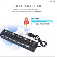 7 ports USB Hub Hi-Speed 2.0 Hub 480Mbps On/Off Switch