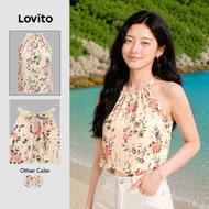 Lovito Boho Top Drawstring Tie Back Resort Style Spring/summer Top for Women L137ED657 Lovito Tali T
