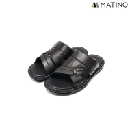MATINO SHOES รองเท้าแตะชายหนังแท้ รุ่น MC/T 9322 - BLACK/BROWN