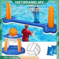 [Hotbrand.my] Inflatable Volleyball Net & Basketball Hoops with Balls Pool Games Set for Adults and 