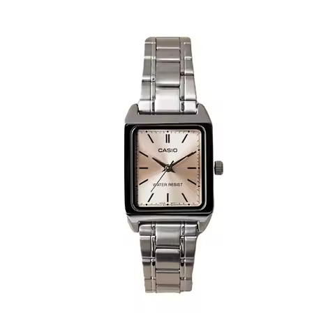 Casio Watch Female CASIO LTP-V007D-4E Student Steel Belt Pink Small Square Meter Waterproof Pointer 