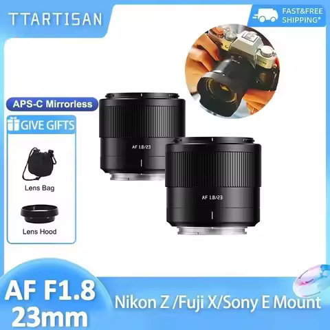 TTArtisan 23mm F1.8 Large Aparture Autofocus Prime Lens for Sony ZVE10 FX30 A7III A6400 A6700 Fujifi