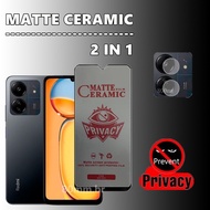 2 in 1 Screen Protector Redmi 13C Anti Spy Soft Ceramic Matte Privacy Camera Protector Protectors fo