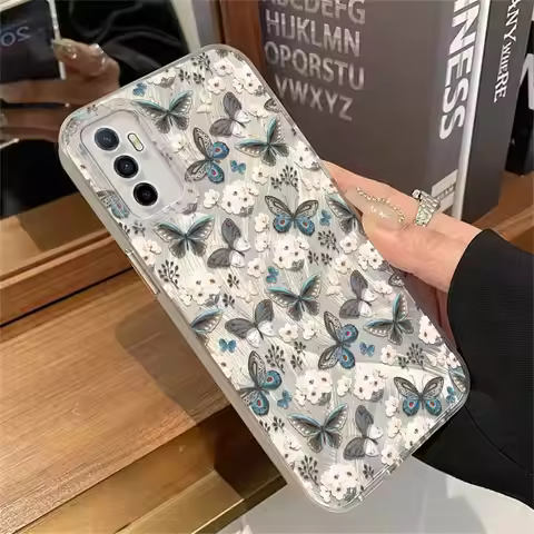 Fashion Flowers Butterfly Pattern IMD Case For Vivo V40 V30 V29 V27 V25 V23 V21 S10E Shockproof Feat