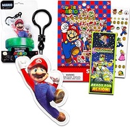 Nintendo Mario Keychain Set - Bundle with Super Mario Keychain for Mario Party Favors Plus Mario Stickers and Door Hanger | Mario Party Supplies