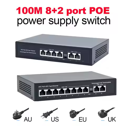 100Mbps 10 Ports POE Switch ,8*PoE port+2*uplink port POE switch standard protocol 120W Built-in pow
